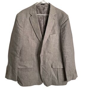 Joseph Abboud Mens 100% Linen Suit Blazer 50R Pant 44x30 Light Gray Slim Fit
